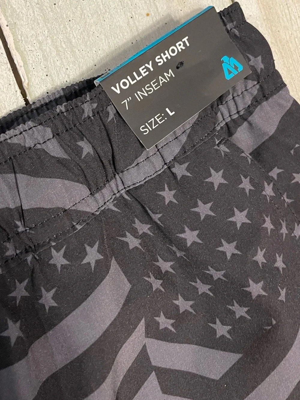 Men’s Black & Gray American Flag Volley Swim Trunks